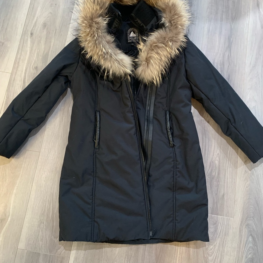 Northside Black Puffer Coat with Fur Trim